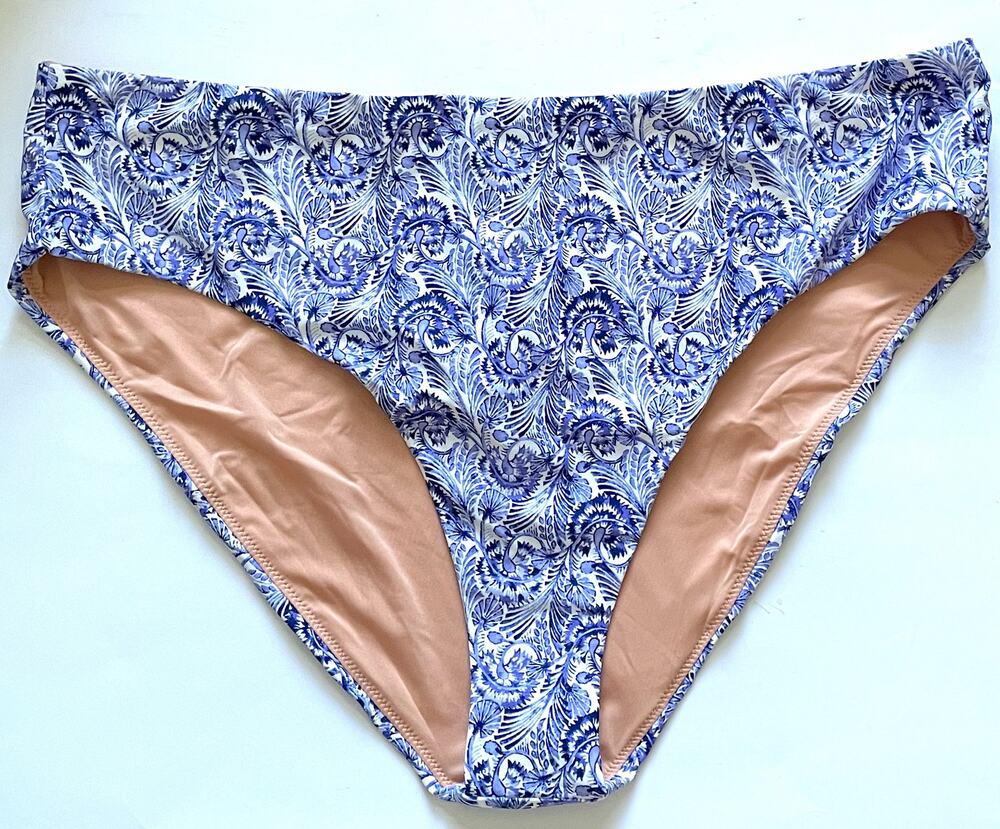 J. Crew Floral Full Coverage Bathing Suit Bottom Blue White Size 3X Plus NEW